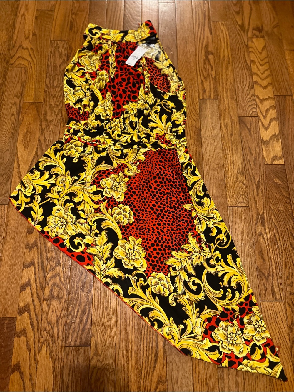 New York & Company Black, Yellow & Red Floral Swim Sarong